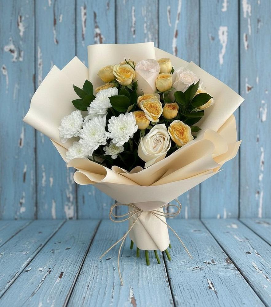 Букет цветов из: Розы и Хризантемы в Ершово