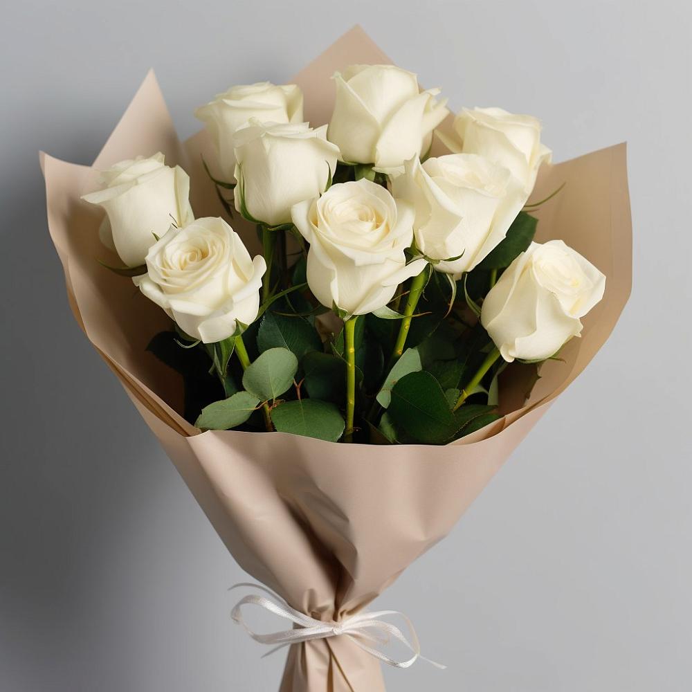 Букет 9 Белых роз Эдлесс Лав в Ершово