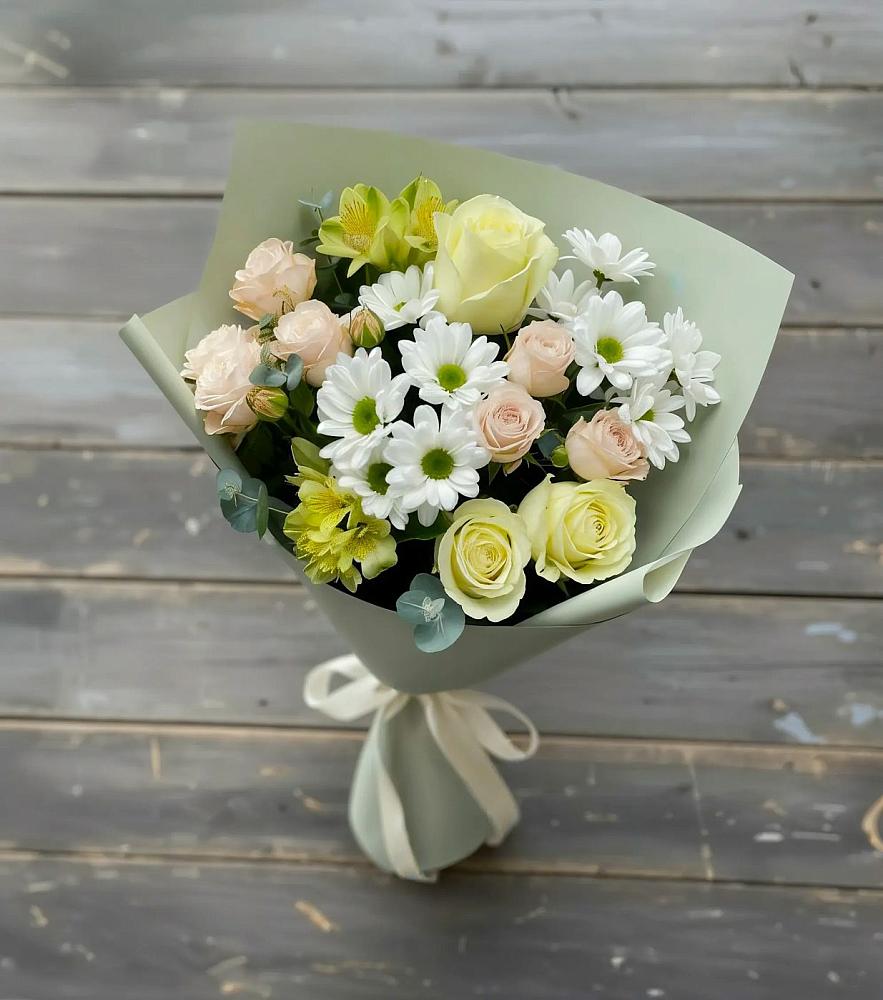 Букет цветов из: Альстромерии, Розы и Хризантемы в Ершово