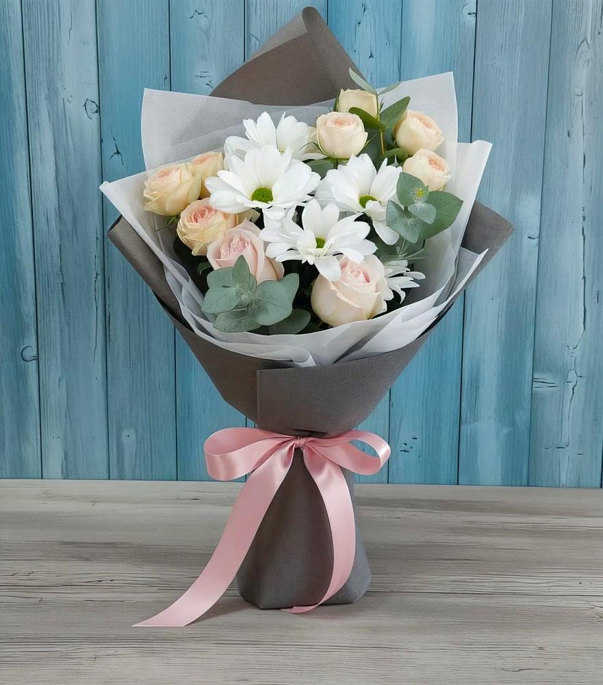 Букет цветов из: Хризантемы и Розы в Ершово