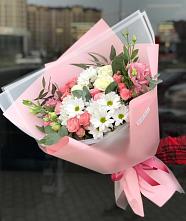 Букет цветов из:  Розы, Лизиантусы и Хризантемы в Ершово
