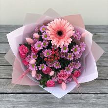 Букет цветов из:  Розы, Герберы и Хризантемы в Ершово