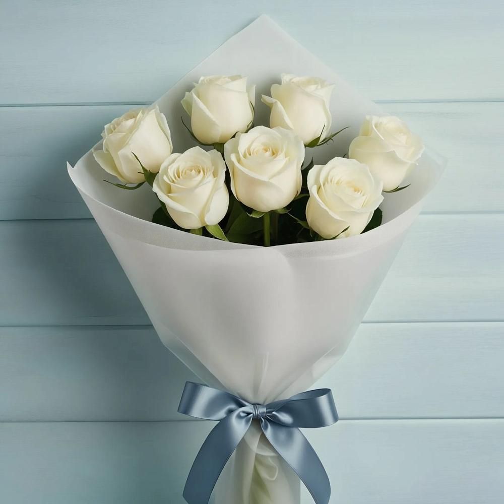 Букет 7 Белых роз Эдлесс Лав в Ершово